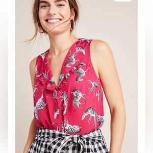 Maeve Audrey Sleeveless Ruffle Top 🦓💕